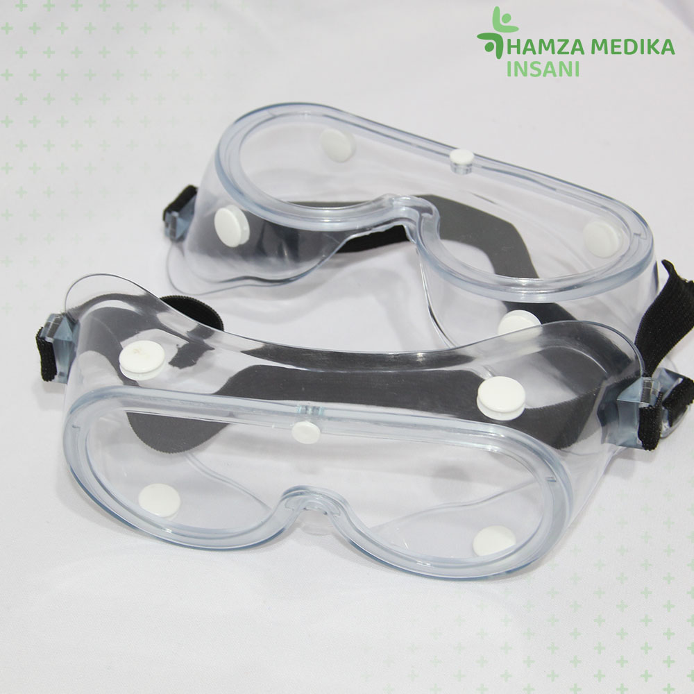 kacamata pelindung yang menutupi semua area disekitar mata. Goggles dapat melindungi mata dari debu dan percikan bahan kimia cair.