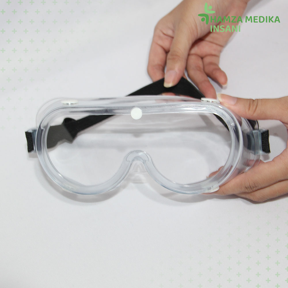 kacamata pelindung yang menutupi semua area disekitar mata. Goggles dapat melindungi mata dari debu dan percikan bahan kimia cair.