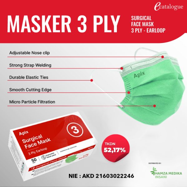 Masker 3 PLY Surgical Facemask Earloop