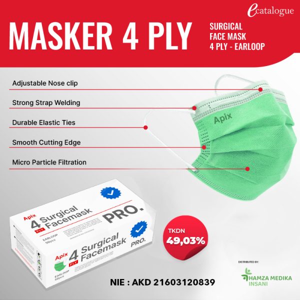 Masker 4 PLY Surgical Face Mask Earloop